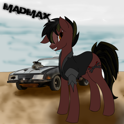 Size: 4000x4000 | Tagged: safe, artist:prats1983, imported from derpibooru, oc, oc only, earth pony, pony, car, ford, ford falcon, interceptor, last of the v8s, mad max, male, movie reference, ponified, solo, stallion