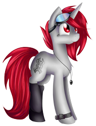 Size: 1100x1450 | Tagged: safe, artist:mufflinka, imported from derpibooru, oc, oc only, pony, unicorn, clothes, goggles, socks, solo