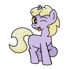 Size: 688x614 | Tagged: safe, artist:gogglesparks, imported from derpibooru, dinky hooves, unicorn, female, simple background, solo, tongue out, transparent background, wink