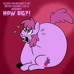 Size: 576x576 | Tagged: safe, artist:goldenmercurydragon, artist:pembroke, imported from derpibooru, berry punch, berryshine, earth pony, pony, berry punch replies, butt expansion, fat, growth, huge butt, impossibly large butt, jiggle, large butt