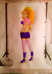 Size: 1050x1500 | Tagged: safe, artist:faad, derpibooru exclusive, imported from derpibooru, adagio dazzle, equestria girls, felt tip, female, pencil, smiling, solo, traditional art