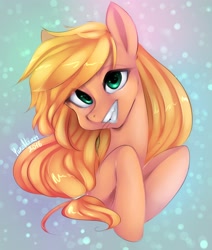 Size: 1833x2160 | Tagged: safe, artist:yukomaussi, imported from derpibooru, applejack, female, happy, smiling, solo, straw