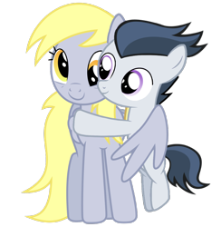 Size: 824x845 | Tagged: safe, artist:lunaticdawn, edit, imported from derpibooru, derpy hooves, rumble, pegasus, pony, cute, derpumble, female, hug, male, mare, shipping, simple background, straight, transparent background, vector, winghug