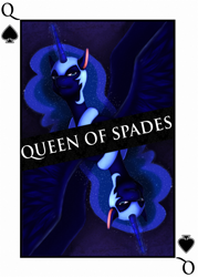 Size: 800x1120 | Tagged: safe, artist:bureaudrawer, imported from derpibooru, nightmare moon, female, playing card, queen of spades, solo