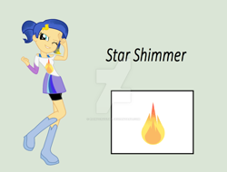 Size: 1024x779 | Tagged: safe, artist:rain4crystal, imported from derpibooru, oc, oc only, oc:star shimmer, equestria girls, cutie mark, offspring, parent:flash sentry, parent:sunset shimmer, parents:flashimmer, simple background, watermark