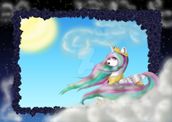 Size: 1600x1131 | Tagged: safe, artist:panhaukatze, imported from derpibooru, princess celestia, female, solo, watermark