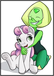 Size: 704x984 | Tagged: safe, artist:ohohokapi, imported from derpibooru, sweetie belle, crossover, peridot (steven universe), steven universe