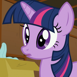 Size: 1045x1045 | Tagged: safe, imported from derpibooru, screencap, twilight sparkle, the show stoppers, bust, cropped, solo