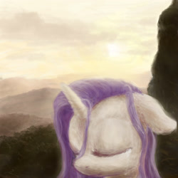 Size: 3000x3000 | Tagged: safe, artist:plotcore, imported from derpibooru, rarity, pony, unicorn, bust, eyes closed, female, floppy ears, mare, portrait, solo, sunset, wet, wet mane, wet mane rarity