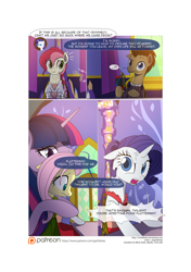 Size: 3541x5016 | Tagged: safe, artist:gashiboka, imported from derpibooru, doctor whooves, fluttershy, rarity, roseluck, time turner, twilight sparkle, alicorn, earth pony, pegasus, pony, unicorn, comic:recall the time of no return, comic, patreon, patreon logo, pointy ponies, twilight sparkle (alicorn), twilight's castle