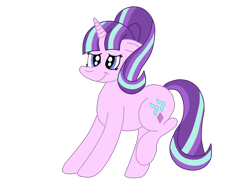 Size: 2592x1936 | Tagged: safe, artist:squipycheetah, imported from derpibooru, starlight glimmer, pony, unicorn, female, floppy ears, looking at you, raised hoof, raised leg, s5 starlight, simple background, smiling, solo, transparent background, vector