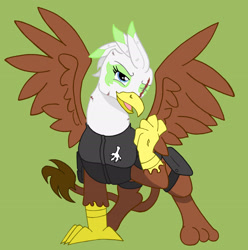 Size: 2688x2708 | Tagged: safe, artist:irkengeneral, imported from derpibooru, oc, oc only, oc:gawdyna grimfeathers, griffon, fallout equestria