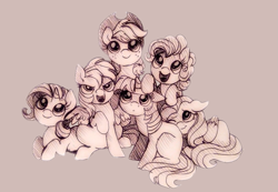 Size: 1115x772 | Tagged: safe, artist:buttersprinkle, imported from derpibooru, applejack, fluttershy, pinkie pie, rainbow dash, rarity, twilight sparkle, cute, looking up, mane six, pen drawing, traditional art, younger