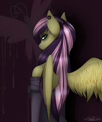 Size: 1000x1200 | Tagged: safe, artist:rainbowhitter, imported from derpibooru, fluttershy, anthro, emo, emoshy, female, piercing, solo