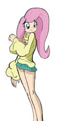 Size: 324x661 | Tagged: safe, artist:ryured, imported from derpibooru, fluttershy, human, clothes, female, human coloration, humanized, legs, miniskirt, pleated skirt, skirt, solo, sweater, sweatershy, tall