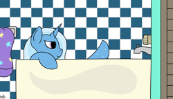 Size: 1400x800 | Tagged: safe, artist:spritepony, imported from derpibooru, trixie, pony, unicorn, bath, bathtub, female, mare, solo, wet