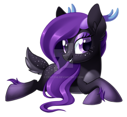 Size: 1024x938 | Tagged: safe, artist:centchi, imported from derpibooru, oc, oc only, oc:nova, deer pony, original species, eyeshadow, freckles, makeup, solo, watermark