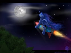 Size: 1280x960 | Tagged: safe, artist:angelstudio-alicorns, imported from derpibooru, princess luna, female, moon, rocket, solo