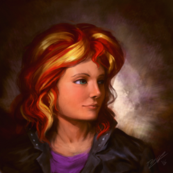 Size: 1200x1200 | Tagged: safe, artist:assasinmonkey, imported from derpibooru, sunset shimmer, equestria girls, bust, digital painting, female, portrait, realistic, solo, uncanny valley