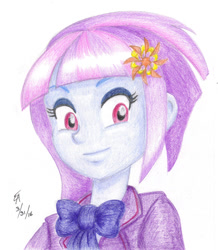 Size: 800x917 | Tagged: safe, artist:mayorlight, imported from derpibooru, sunny flare, equestria girls, friendship games, bust, colored pencil drawing, female, portrait, solo, traditional art