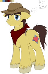 Size: 2215x3375 | Tagged: safe, artist:candel, imported from derpibooru, oc, oc only, oc:wanderheart, pony, cowboy hat, hat, neckerchief, simple background, solo, unshorn fetlocks