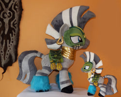 Size: 1600x1279 | Tagged: safe, artist:epicrainbowcrafts, imported from derpibooru, zecora, zebra, alternate timeline, chrysalis resistance timeline, irl, mask, photo, plushie, resistance leader zecora, saddle bag, solo