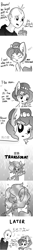 Size: 1000x7472 | Tagged: safe, artist:tjpones, imported from derpibooru, oc, oc only, oc:brownie bun, oc:richard, horse wife, adorkable, alfalfa, april fools, comic, cute, dork, grayscale, japanese, loose hair, magical girl, manga, monochrome, parody, shiny bald head, transformation