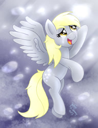 Size: 920x1200 | Tagged: safe, artist:joakaha, imported from derpibooru, derpy hooves, pegasus, pony, bubble, crying, female, mare, solo, tears of joy