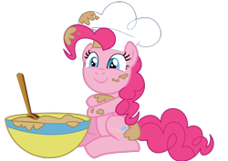 Size: 2105x1488 | Tagged: safe, artist:kehrminator, imported from derpibooru, pinkie pie, earth pony, pony, batter, chef's hat, female, food, hat, simple background, solo, transparent background, vector