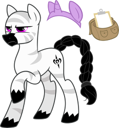 Size: 6492x7000 | Tagged: safe, artist:wingedwolf94, imported from derpibooru, oc, oc only, zebra, absurd resolution, braid, commission, resting bitch face, saddle bag, simple background, solo, transparent background, vector