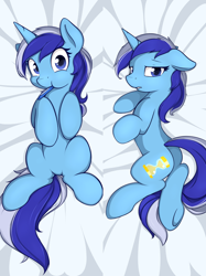 Size: 800x1067 | Tagged: safe, artist:theparagon, imported from derpibooru, minuette, pony, unicorn, bedroom eyes, body pillow, body pillow design, butt, female, lip bite, looking at you, mouth hold, plot, solo, sultry pose, tail, tail aside, toothbrush