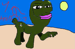 Size: 627x407 | Tagged: safe, artist:theengideer, imported from derpibooru, oc, oc only, 1000 hours in ms paint, dank, desert, ms paint, pepe the frog, thirsty