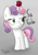 Size: 556x800 | Tagged: safe, artist:pucksterv, imported from derpibooru, sweetie belle, unicorn, apple, cutie mark, female, filly, food, horn guard, horn impalement, signature, simple background, smug, solo, the cmc's cutie marks