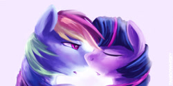 Size: 1024x511 | Tagged: safe, artist:tangomangoes, imported from derpibooru, rainbow dash, twilight sparkle, female, imminent kissing, lesbian, shipping, twidash