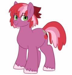 Size: 2000x2100 | Tagged: safe, artist:kianamai, imported from derpibooru, oc, oc only, oc:red june, earth pony, pony, kilalaverse, bandana, chubby, female, mare, next generation, offspring, parent:big macintosh, parent:cheerilee, parents:cheerimac, redesign, simple background, solo, unshorn fetlocks, white background