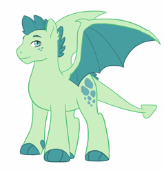 Size: 2000x2100 | Tagged: safe, artist:kianamai, imported from derpibooru, oc, oc only, oc:turquoise blitz, dracony, hybrid, pony, kilalaverse, freckles, interspecies offspring, male, next generation, offspring, parent:rarity, parent:spike, parents:sparity, redesign, simple background, solo, stallion, white background