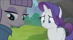 Size: 1280x711 | Tagged: safe, imported from derpibooru, screencap, maud pie, rarity, the gift of the maud pie, scrunchy face