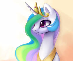 Size: 1600x1344 | Tagged: dead source, safe, artist:magnaluna, imported from derpibooru, princess celestia, pony, bust, cute, cutelestia, female, mare, portrait, smiling, solo