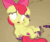 Size: 472x400 | Tagged: safe, imported from derpibooru, screencap, apple bloom, on your marks, animated, cropped, cutie mark, dizzy, female, floppy ears, solo, the cmc's cutie marks