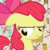 Size: 475x474 | Tagged: safe, imported from derpibooru, screencap, apple bloom, on your marks, animated, blinking, cropped, cutie mark, female, solo, the cmc's cutie marks