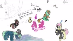 Size: 1920x1080 | Tagged: safe, artist:blastradiuss, artist:helpmedrawhorses, artist:living_dead, artist:strangersaurus, imported from derpibooru, pinkie pie, couch, drawpile disasters, hat, mural, pirate fluttershy, pirateshy, vase, water