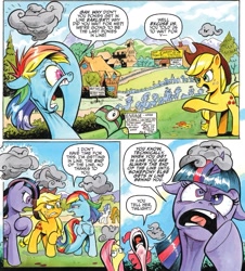 Size: 1305x1443 | Tagged: safe, artist:andypriceart, idw, imported from derpibooru, applejack, fluttershy, pinkie pie, rainbow dash, rarity, tank, twilight sparkle, alicorn, earth pony, pegasus, pony, tortoise, spoiler:comic, spoiler:comic41, comic, dreary, female, floppy ears, mare, queue, raised hoof, speech bubble, twilight sparkle (alicorn)