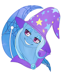 Size: 930x1120 | Tagged: safe, artist:nekokote, imported from derpibooru, trixie, pony, unicorn, female, grin, mare, solo