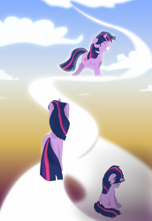 Size: 1920x2784 | Tagged: safe, artist:eagle1division, imported from derpibooru, princess celestia, twilight sparkle, unicorn, crying, happy, messy mane, sad, sitting, sky, smiling, unicorn twilight, vector