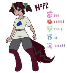 Size: 753x815 | Tagged: safe, artist:moronsonofboron, edit, editor:vhatug, imported from derpibooru, oc, oc only, oc:hope, satyr, clothes, palette swap, parent:lyra heartstrings, recolor, shiny pokémon, solo, stats