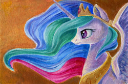 Size: 605x400 | Tagged: safe, artist:maytee, imported from derpibooru, princess celestia, acrylic painting, female, painting, solo, traditional art