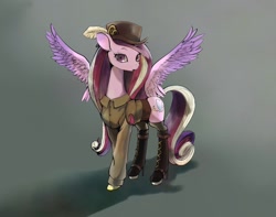 Size: 1500x1184 | Tagged: safe, artist:kuzumori, artist:unousaya, imported from derpibooru, princess cadance, clothes, collaboration, female, hat, solo, steampunk