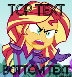 Size: 365x390 | Tagged: safe, edit, edited screencap, imported from derpibooru, screencap, sunset shimmer, equestria girls, friendship games, bottom text, caption, description is relevant, exploitable meme, image macro, imgur, meme, sunset is not willing to learn