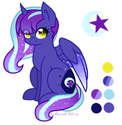 Size: 673x689 | Tagged: safe, artist:cloureed, imported from derpibooru, oc, oc only, oc:aurora sparkle, alicorn, pony, alicorn oc, cutie mark, magical lesbian spawn, offspring, parent:princess luna, parent:twilight sparkle, parents:twiluna, reference sheet, simple background, sitting, solo, transparent background