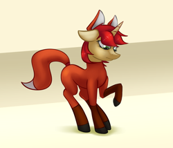 Size: 2416x2068 | Tagged: safe, artist:marsminer, imported from derpibooru, oc, oc only, oc:velvet pastry, fox, clothes, costume, floppy ears, frown, looking down, raised hoof, solo